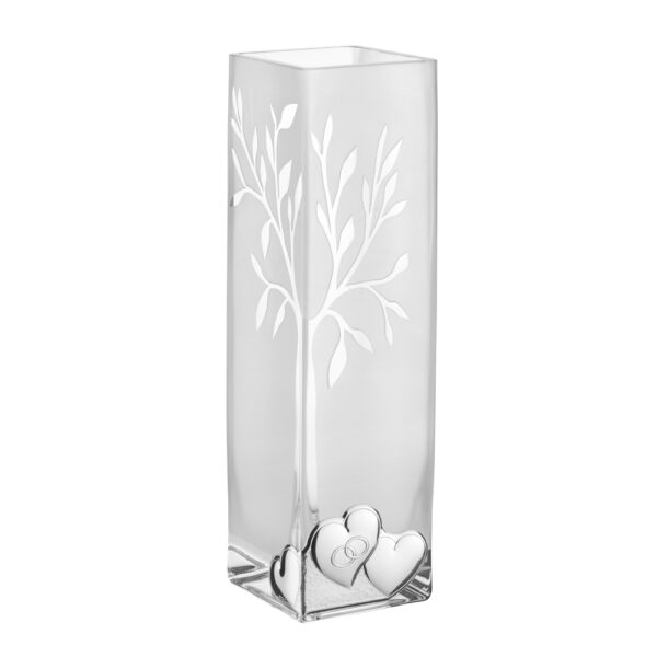 Vaso in vetro Albero della Vita con cuori nozze