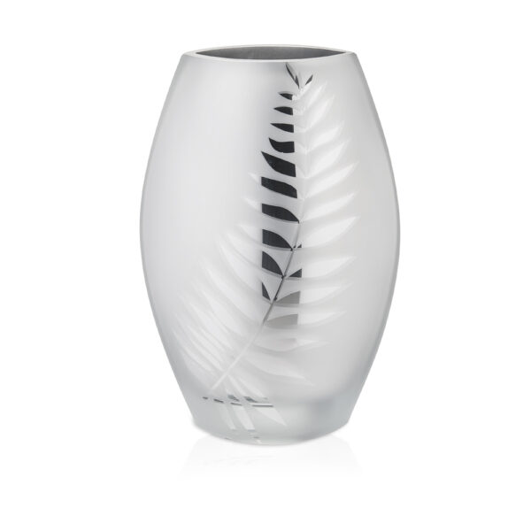 Vaso decorativo Valenti in vetro satinato con foglia incisa