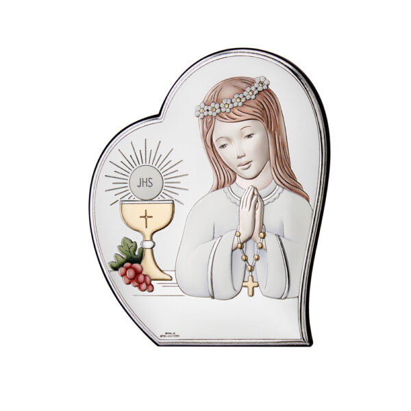 Quadro Comunione Bambina a forma di cuore