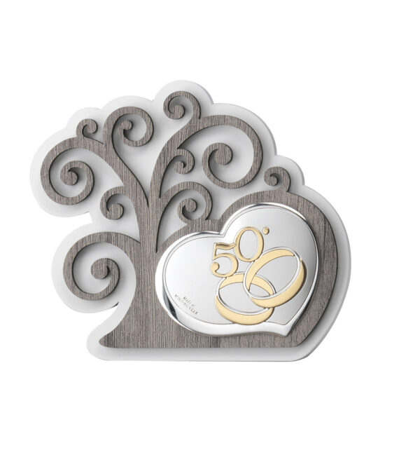 Quadro Albero della Vita 50° anniversario con fedi nuziali