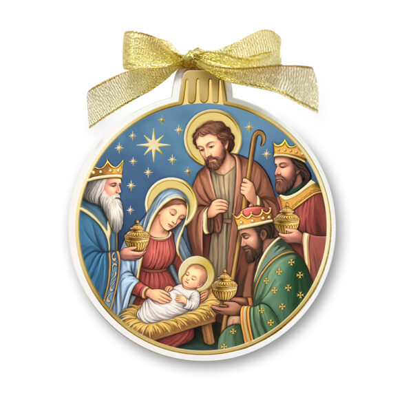 Decorazione di Natale Presepe Re Magi con foglia oro Valenti