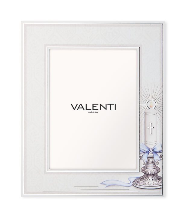 Cornice portafoto Battesimo con candela decorativa