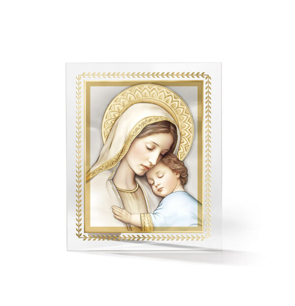 Pannello Madonna con Bambino con foglia oro Valenti