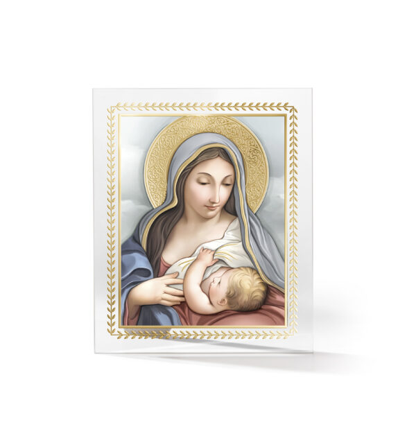 Pannello Madonna con Bambino con foglia oro Valenti