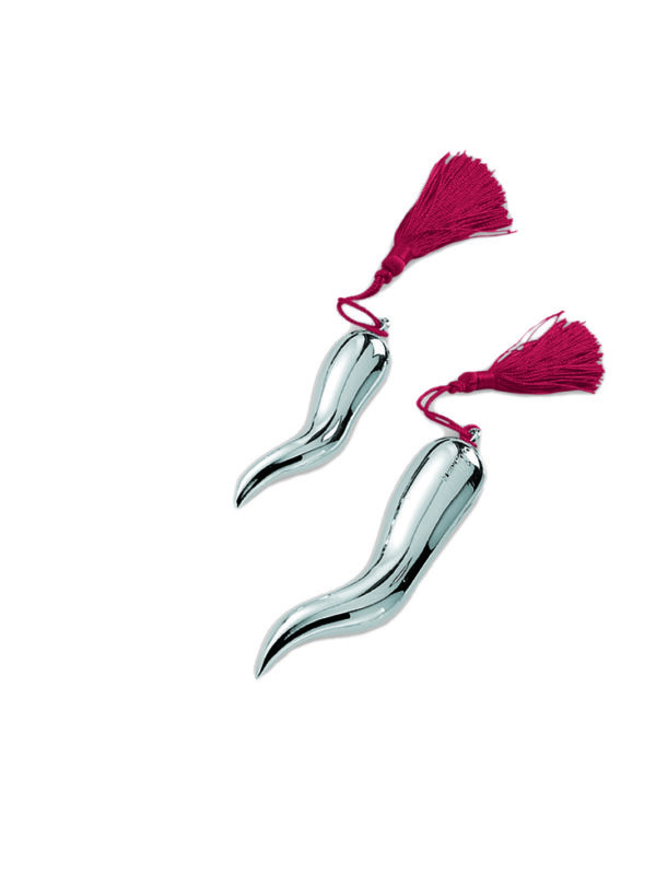 Corno portafortuna decorativo con base lavorata – Cornicello scaramantico