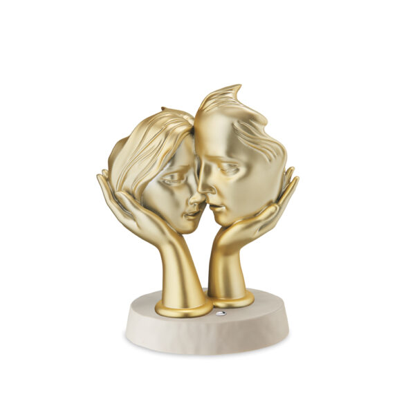 Scultura decorativa coppia stilizzata su base tortora