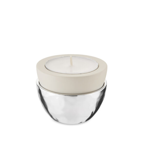Candela decorativa su base con finitura elegante