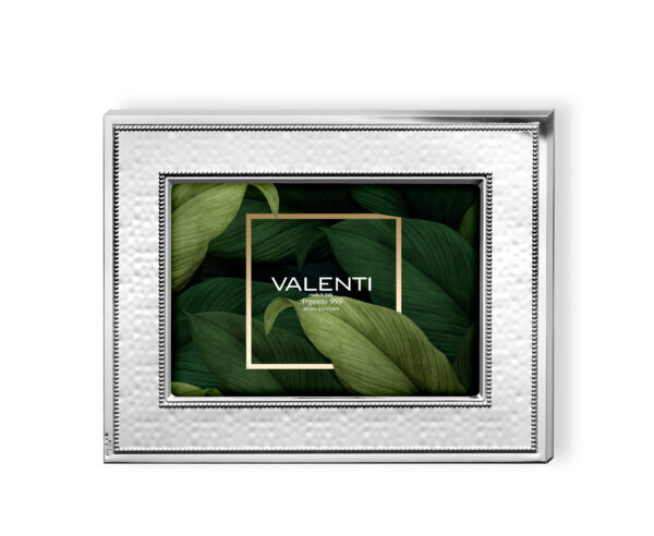 Cornice portafoto Valenti con trama decorativa e bordo perlato