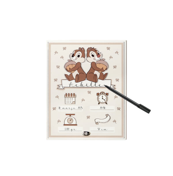 Quadro nascita Disney Chip N Dale personalizzabile
