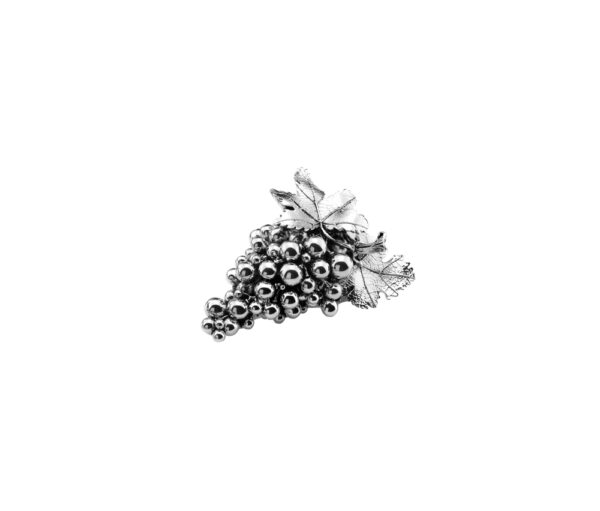 Grappolo d'uva decorativo argentato con foglie