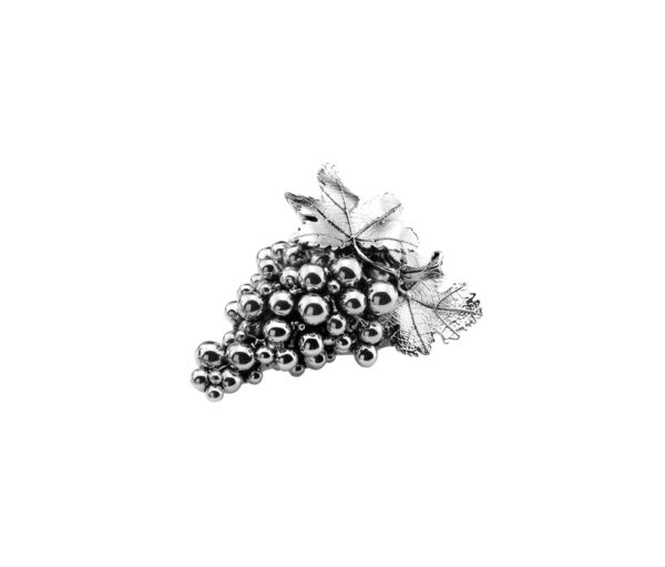 Grappolo d'uva decorativo argentato con foglie