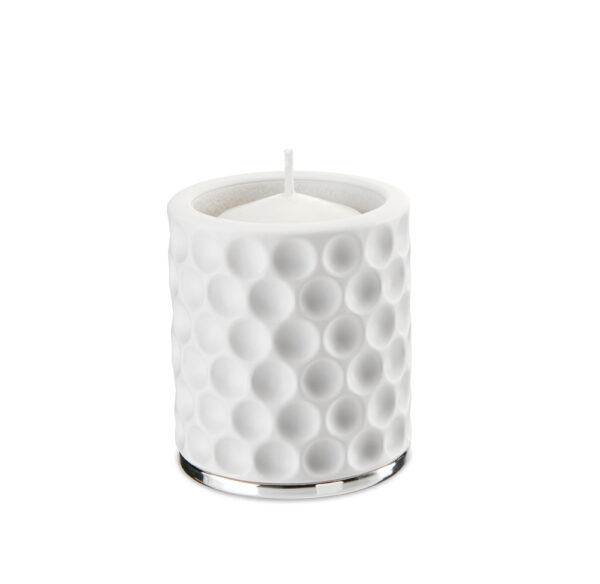 Candela decorativa Valenti con lavorazione tridimensionale e base elegante